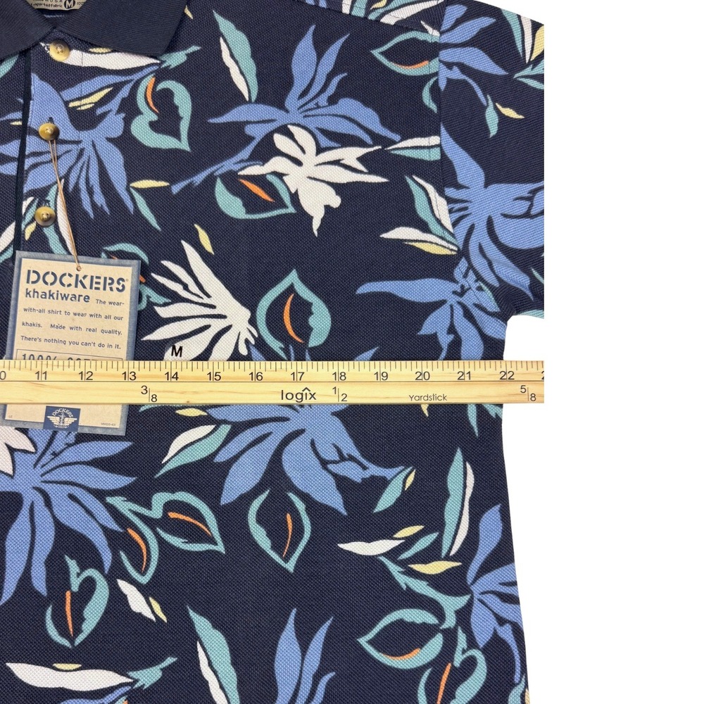 NWT Dockers Khakiware Polo Shirt Men Floral Tropical Medium USA Made‎ 90s Y2K - Picture 7 of 9